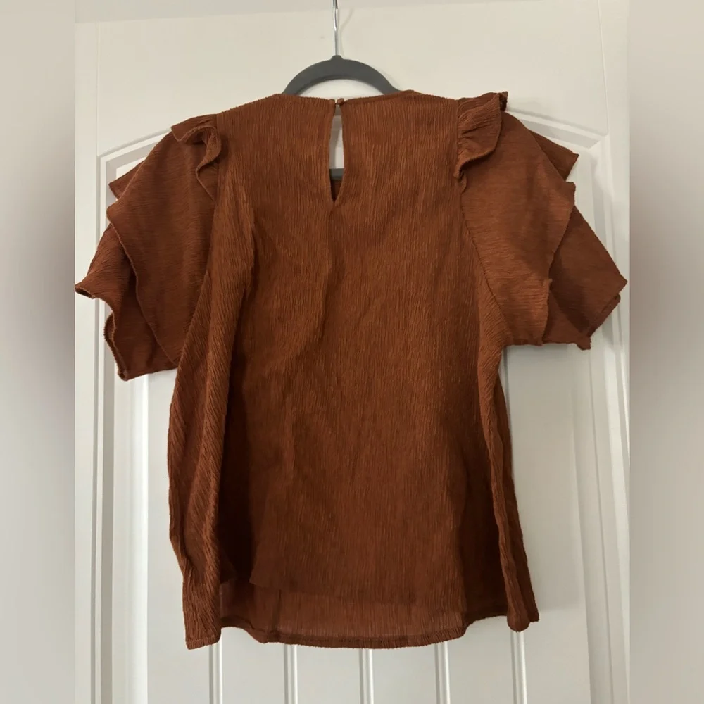 Express Rust Ruffled Top - Picture 4 of 4